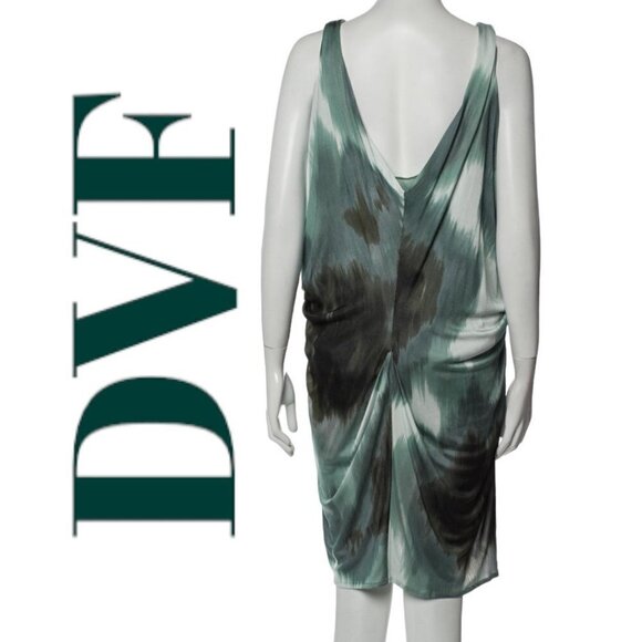 NWT DIANE VON FURSTENBERG Milton Green Watercolor Wrap Sheath Cocktail Dress, 10 - Picture 7 of 10